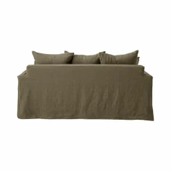 Canapé lin déhoussable Moëze - Vert Kaki - 4 places