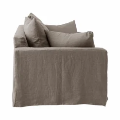 Canapé lin déhoussable Moëze - Gris - 2 places