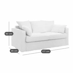 Canapé lin déhoussable Moëze - Naturel - 3 places