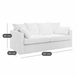 Canapé lin déhoussable Moëze - Naturel - 4 places