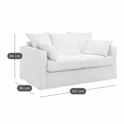 Canapé lin déhoussable Moëze - Naturel - 2 places