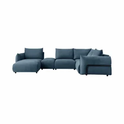 Canapé panoramique tissu Solal - Bleu - Méridienne gauche