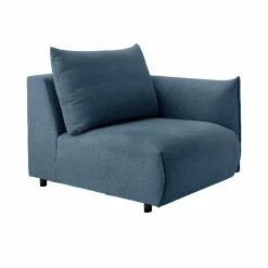 Canapé panoramique tissu Solal - Bleu - Méridienne gauche