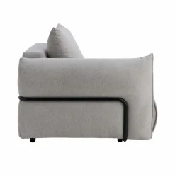 Canapé panoramique tissu Solal - Gris - Méridienne gauche