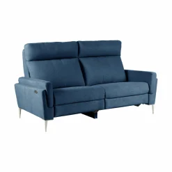 Canapé relax électrique tissu Boston - Bleu Jean - 3 places