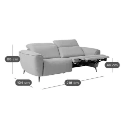 Canapé relax électrique tissu Marco - Gris Perle - 3 places