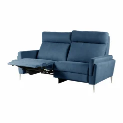 Canapé relax électrique tissu Boston - Bleu Jean - 3 places - relax à gauche