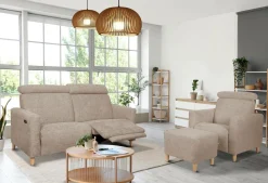 Canapé relax électrique tissu Chambord - Beige - 3 places