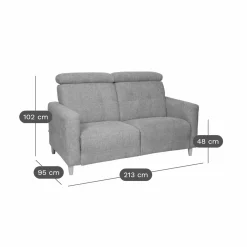 Canapé relax électrique tissu Chambord - Beige - 3 places