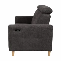 Canapé relax électrique tissu Chambord - Noir - Grand 2 places