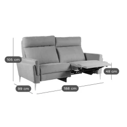 Canapé relax électrique tissu Boston - Ardoise - 3 places - relax à droite