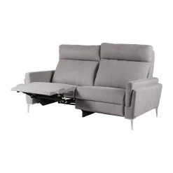 Canapé relax électrique tissu Boston - Gris Clair - 3 places - relax à gauche