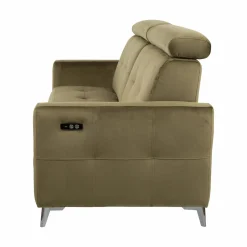Canapé relax électrique velours Cheverny - Vert Kaki - 3 places