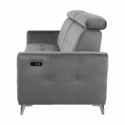 Canapé relax électrique velours Cheverny - Gris Anthracite - 3 places