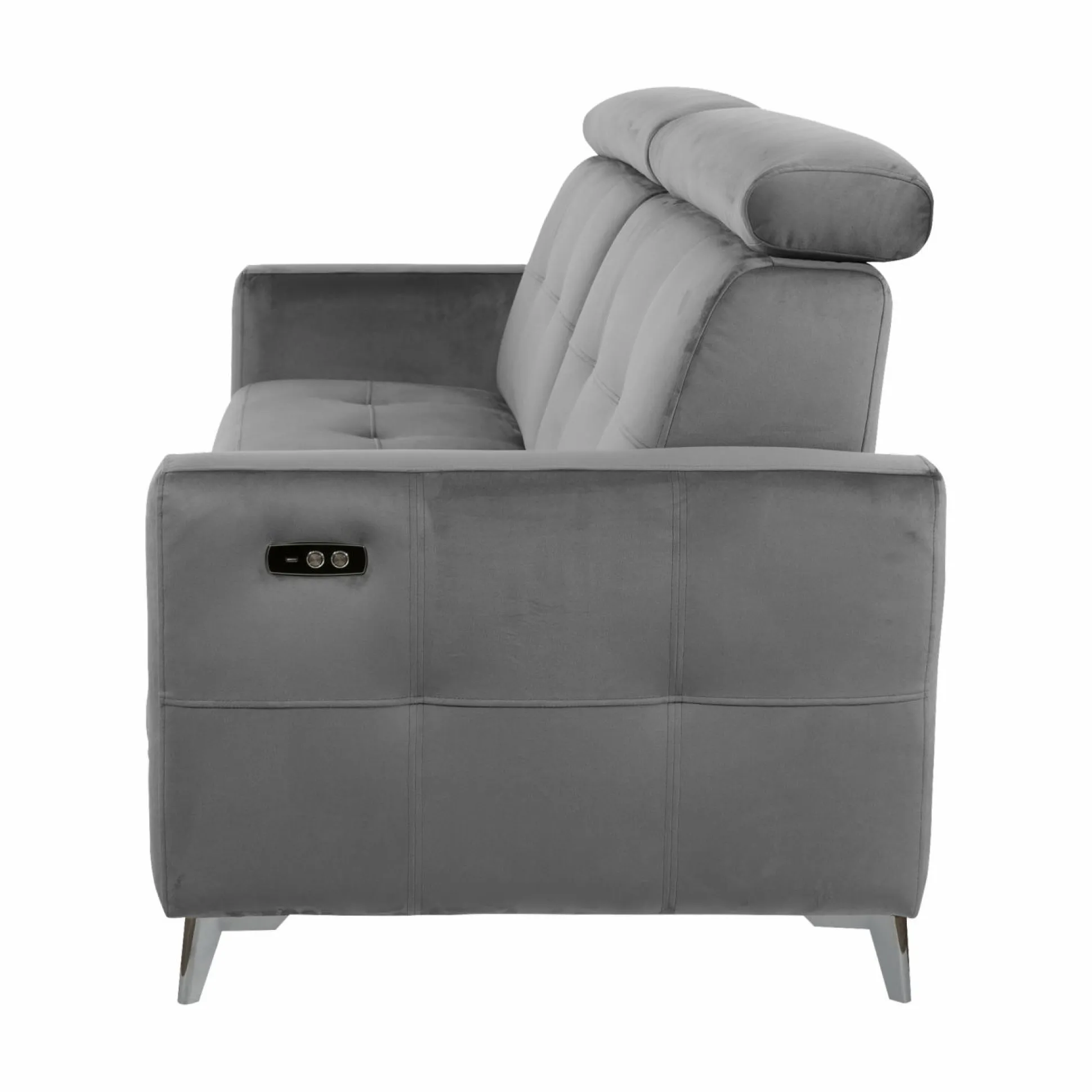 Canapé relax électrique velours Cheverny - Gris Anthracite - 3 places