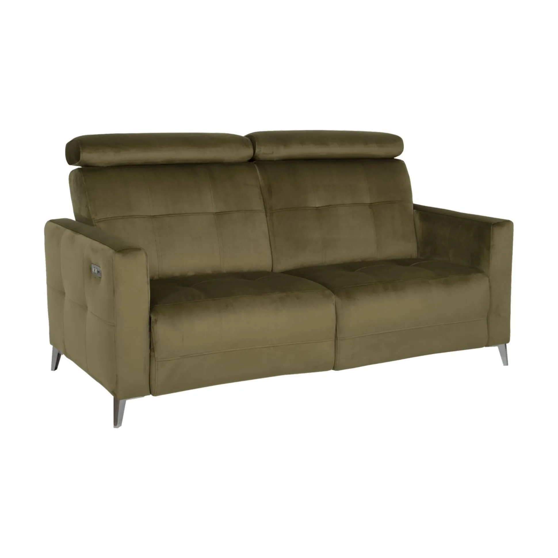 Canapé relax électrique velours Cheverny - Vert Kaki - Grand 2 places