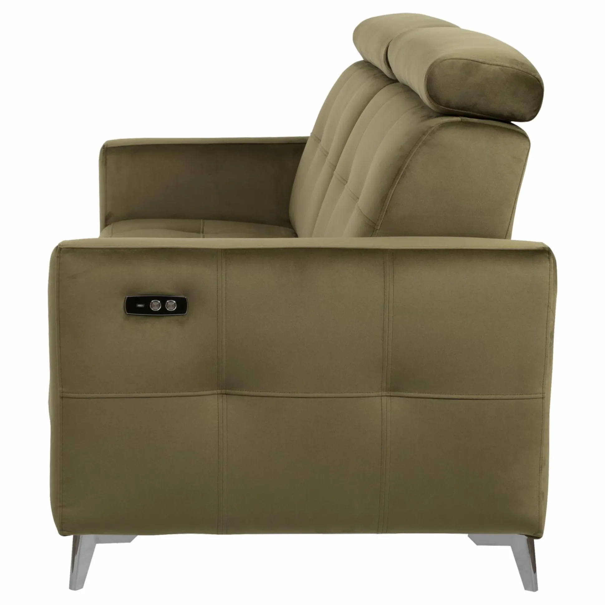 Canapé relax électrique velours Cheverny - Vert Kaki - Grand 2 places