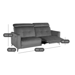 Canapé relax électrique velours Cheverny - Vert Kaki - Grand 2 places