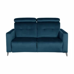 Canapé relax électrique velours Cheverny - Bleu Canard - 2 places