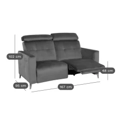 Canapé relax électrique velours Cheverny - Bleu Canard - 2 places