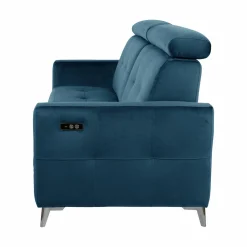 Canapé relax électrique velours Cheverny - Bleu Canard - 3 places
