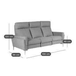Canapé tissu Boston - Gris Clair - Grand 3 places