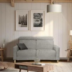 Canapé tissu Chambord - Gris - Grand 2 places