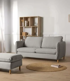 Canapé tissu chenillé Portimo - Gris Clair