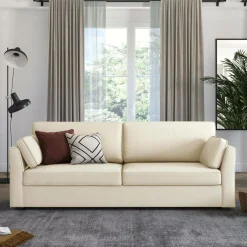 Canapé tissu coton déhoussable Marbella - Beige - 4 places