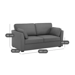 Canapé tissu coton déhoussable Marbella - Gris - 2 places