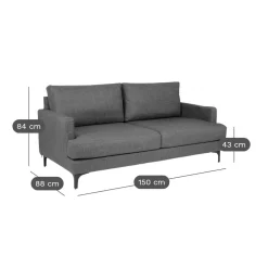 Canapé tissu déhoussable Merlin - Anthracite - 2 places