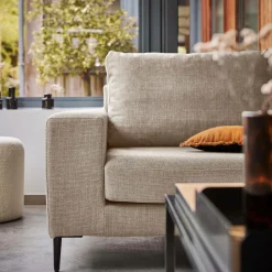 Canapé tissu déhoussable Morgan - Beige - 2 places