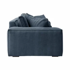 Canapé tissu effet lin Martin - Bleu - 3 places