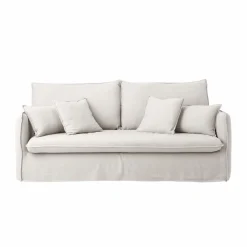 Canapé tissu effet lin Orphée - Naturel - 3 places