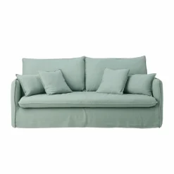 Canapé tissu effet lin Orphée - Vert d'Eau - 3 places