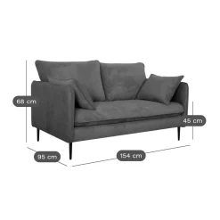Canapé tissu Oden - Carbone - 2 places