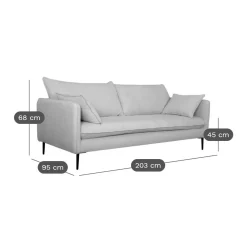 Canapé tissu Oden - Gris - 4 places