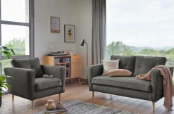 Canapé tissu Ondine - Anthracite - 3 places