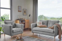 Canapé tissu Ondine - Gris - 3 places