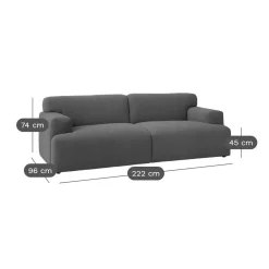 Canapé tissu Pavel - Gris