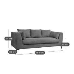 Canapé tissu Pornic - Gris - 2 places