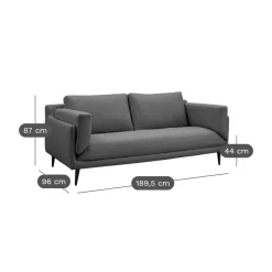 Canapé tissu recyclé Olivier - Gris Clair - 2 places