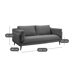 Canapé tissu recyclé Olivier - Anthracite - 3 places