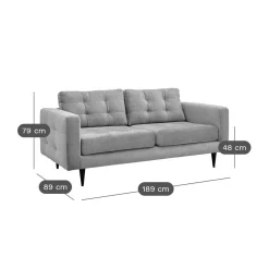 Canapé velours capitonné Odin - Gris