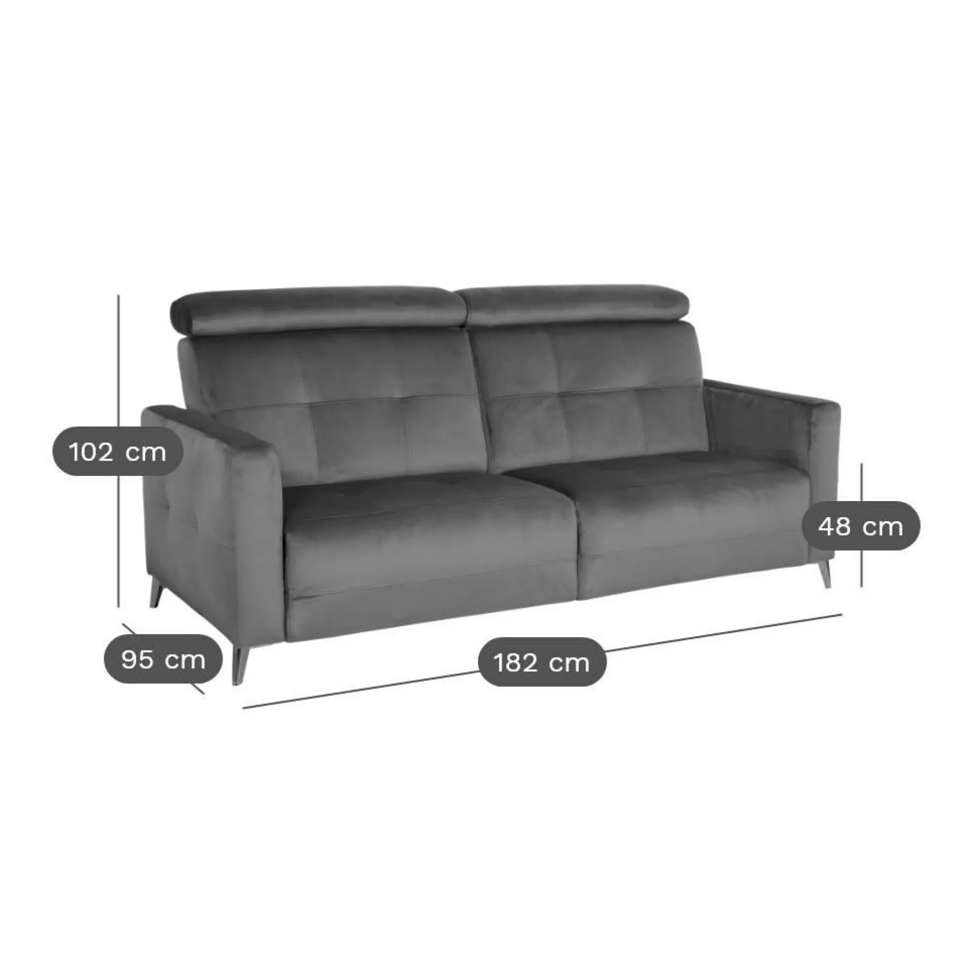 Canapé velours Cheverny - Vert Kaki - Grand 2 places