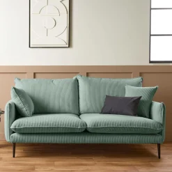 Canapé velours côtelé Oréa - Bleu - 4 places