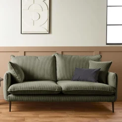 Canapé velours côtelé Oréa - Vert - 3 places