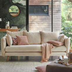 Canapé velours côtelé Orion - Beige - 3 places