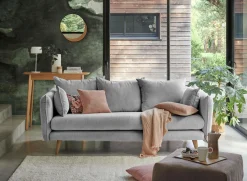 Canapé velours côtelé Orion - Gris - 3 places