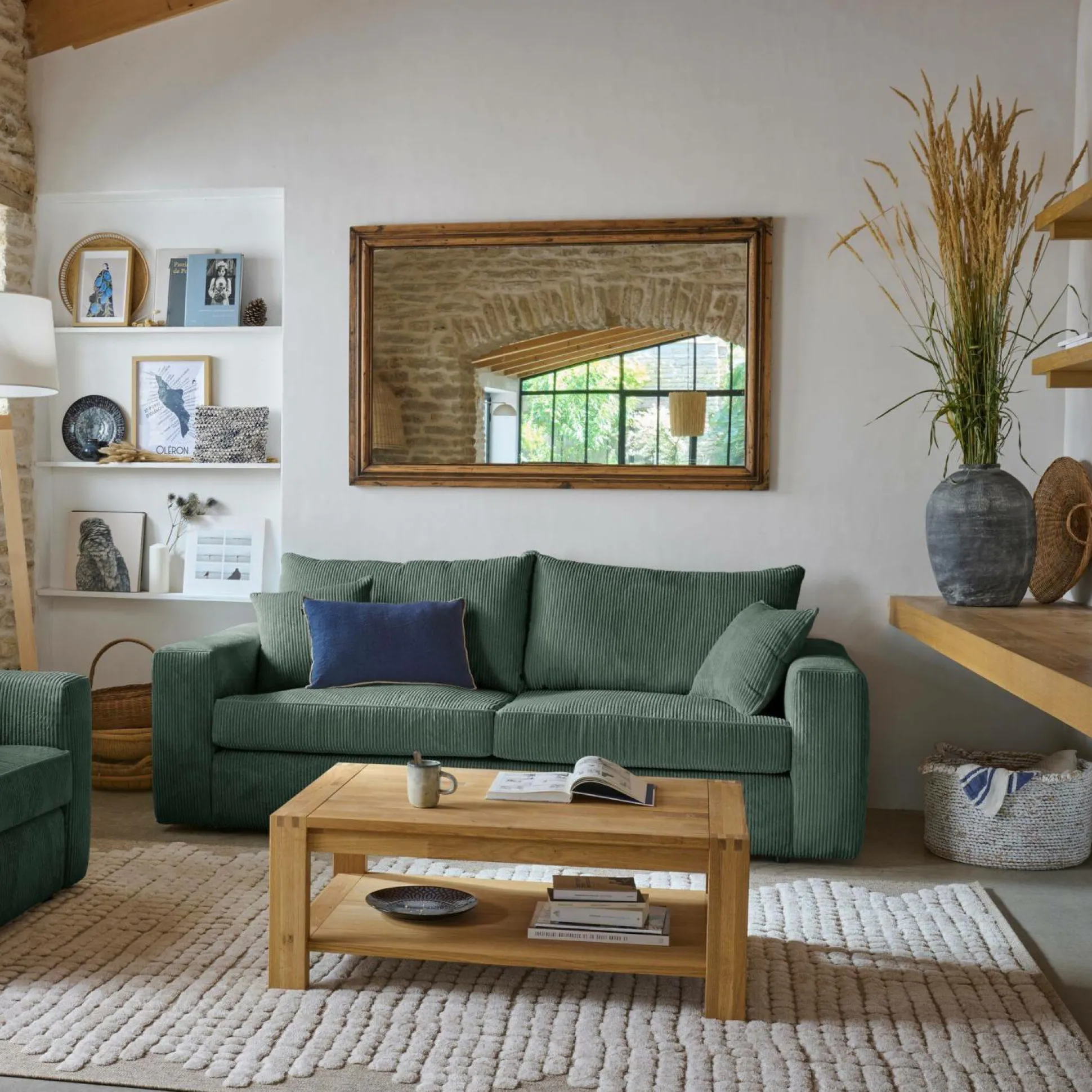 Canapé velours côtelé Otto - Vert - 4 places